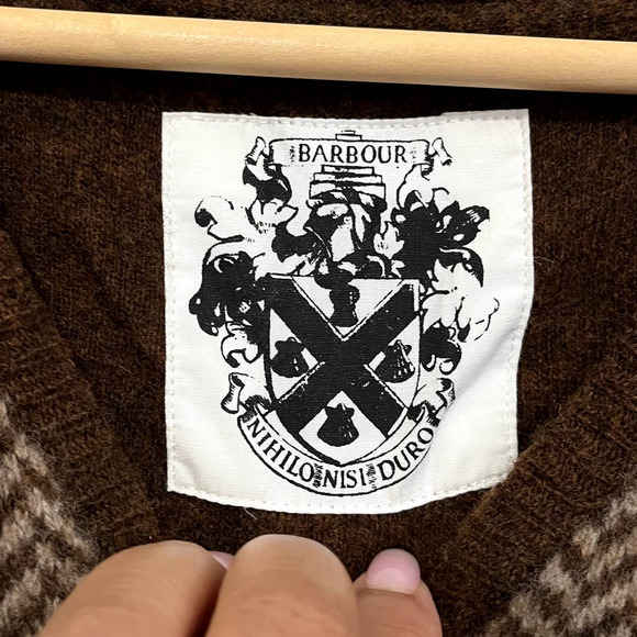 Barbour Mens Wool Chevron V-neck Sweater XXL Chocolate Log Cabin Rustic Academia - Picture 6 of 8